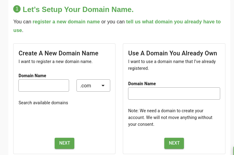 select new domain or existing domain
