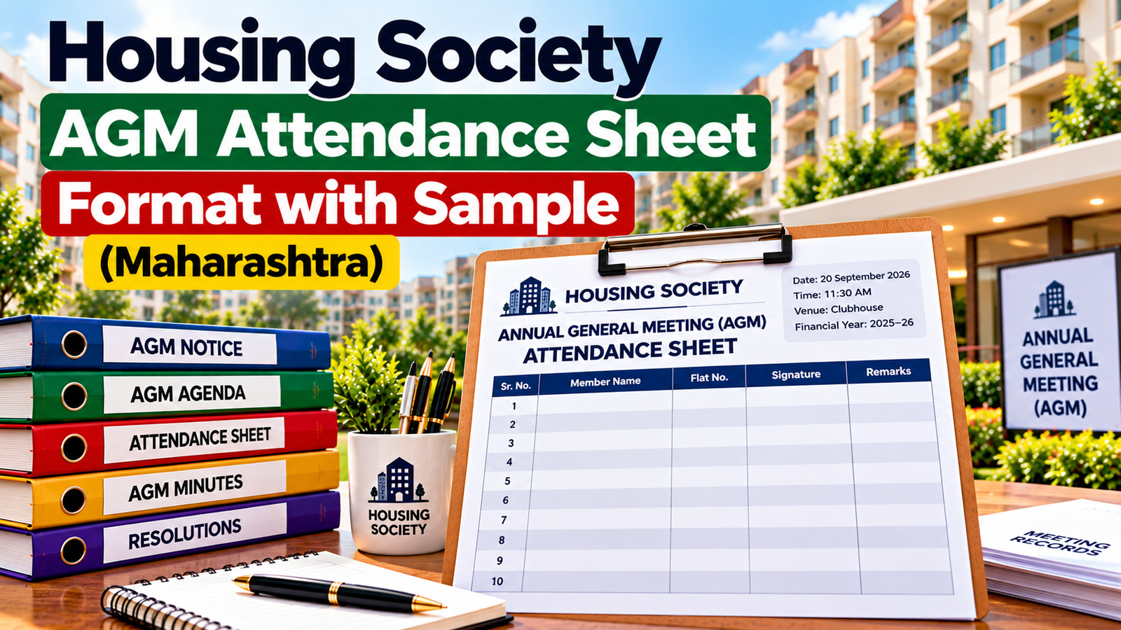 Housing Society AGM Attendance Sheet
